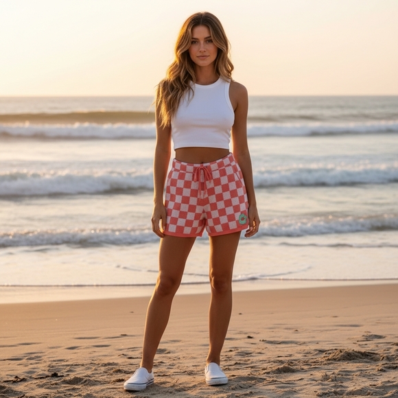 Vans Pants - Vans Pink Checkered Shorts Size Medium